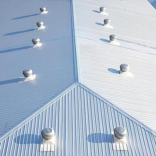 view from above of a commercial metal roof