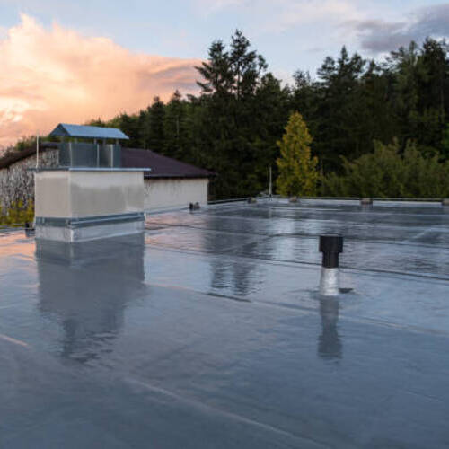 a roof with a coating