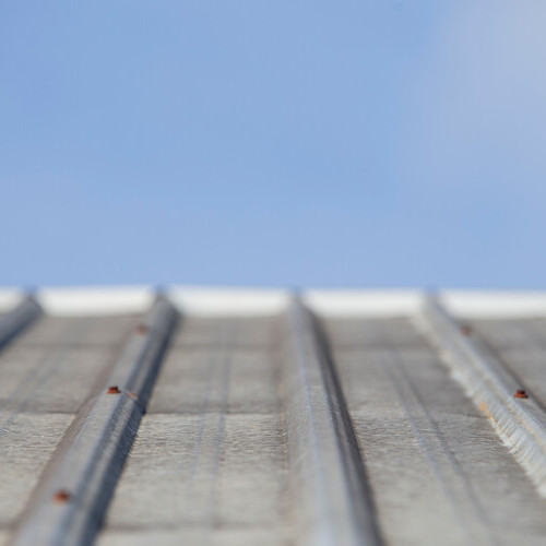 Close up of corrugated metal roofing