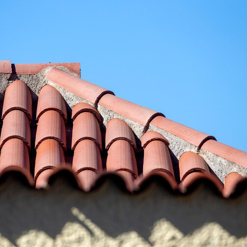 a closeup of tile roofing
